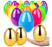 BainGesk Lot de 38 œufs de Pâques de 8,9 cm avec 2 œufs dorés, œufs de Pâques pour la chasse de Pâques, remplissage de paniers, œufs vides à remplir avec bonbons, jouets, essentiels pour panier de