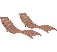 Bains de soleil 2 pcs. Pliable bois massif teck