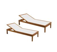 Bains de soleil blanc et bois massif (lot de 2) naveen