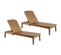 Bains de soleil en bois massif (lot de 2) canopee