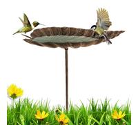 Bains d'oiseaux pour l'extérieur, bain d'oiseaux de jardin - Poteau de jardin en métal debout pour bain d'oiseau,Balcon Cour statue en forme de feuille décoration en fonte mangeoire à eau pour