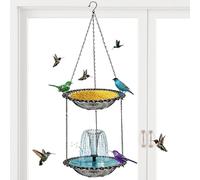 Bains d'oiseaux Solaires Suspendus pour L'extérieur, Fontaine Solaire, Distributeur avec Pompe, Cascade Décorative Extérieure, Bassin De Douche pour Colibris