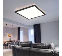 Lampe de salle de bain Plafonnier LED Plafonnier Panneau LED IP44, dimmable 3 niveaux via interrupteur mural, rétro-éclairage, noir, 24W 2300Lm blanc chaud, LxH 42x2,5 cm