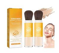 BAInuai Lot de 2 poudres de fixation minérales de protection solaire, fond de teint en poudre SPF 50 PA +++ protection solaire, contrôle de l'huile, finition mate naturelle, poudre minérale solaire