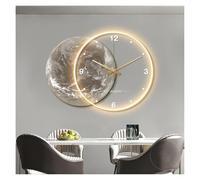 BAIRU Applique murale LED lunaire 3D, horloge suspendue, nouvelle décoration murale stéréoscopique en porcelaine de cristal acrylique chinois, gradation muette(C Style,Total Width 80cm)