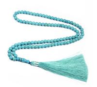 BAIRUNDA Perles De Chapelet Musulman, 99 Perles De Pèlerinage À Main Tasbih Turquoise Bracelet De Perles De Prière Islamique du Moyen Orient Eid Ramadan avec Pompon,8MM,Green