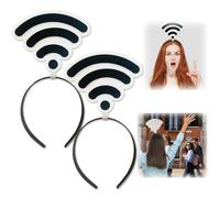 BAIRUYAO Lot de 2 serre-têtes avec symbole WiFi - Accessoires pour cheveux - Noir - 2 pièces - Noir - Taille L