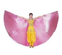 Baisdan Ailes d'ange Isis (ailes + bâton + sac de transport) Costume égyptien de danse orientale carnaval ailes de papillon rose clair