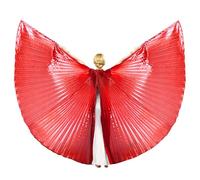Baisdan Ailes Isis Fendues, avec Bâtons Télescopiques et Sac de Transport, pour Costume d'Halloween, Danse du Ventre et Spectacle de Carnaval Rouge
