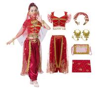 Baisdan Costume d'Halloween Aladdin pour fille - Costume de princesse Jasmine - Déguisement de danse du ventre - Tenue de cosplay