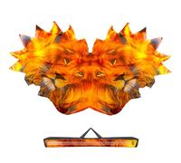 Baisdan Drapeaux de culte de la flamme du lion de 140 x 114,3 cm, drapeaux de danse de louange avec tiges flexibles et sac de transport, drapeau de culte pour danse d'église, jaune, orange, noir