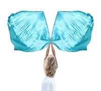 Baisdan Drapeaux de Culte Rectangulaires en Satin 129,5 x 114,3 cm, Bannière de Danse de Louange et d'Adoration Liturgique d'Église avec Tiges Extensibles 1 paire (Bleu clair)