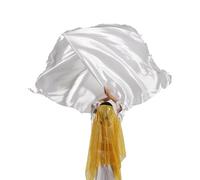 Baisdan Drapeaux de Culte Rectangulaires en Satin 130 x 114 cm (51'' x 45''), Bannière de Danse de Louange et d'Adoration Liturgique d'Église avec Tiges Extensibles 1 paire (Blanc)