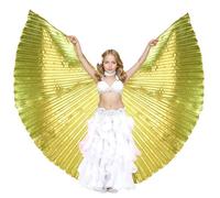 Baisdan Isis Ailes pour Filles, avec Bâton et Sac de Transport, Déguisement de Danse du Ventre et Ailes d'Angel pour Enfants Or