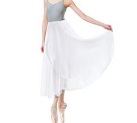 Baisdan Jupe Danse Classique, Jupe Ballet Longue Portefeuille en Mousseline avec Ceinture Réglable pour Femmes Blanc