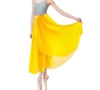 Baisdan Jupe Danse Classique, Jupe Ballet Longue Portefeuille en Mousseline avec Ceinture Réglable pour Femmes Jaune