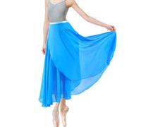 Baisdan Jupe Danse Classique, Jupe Ballet Longue Portefeuille en Mousseline avec Ceinture Réglable pour Femmes Bleu Ciel