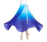 Baisdan Jupe Danse Classique, Jupe Ballet Longue Portefeuille en Mousseline avec Ceinture Réglable pour Femmes Blanc Bleu
