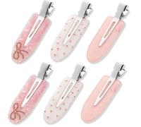 BAISEN Lot de 6 barrettes à cheveux sans couture - Ne se plient pas - Pour coiffage, maquillage, boucles, rose - Pour salon et maison