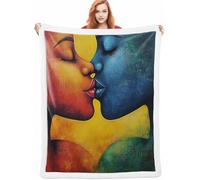 Baiser Couverture Hiver 150x200cm Couverture Lestée Paysage, Couverture Chaude et Confortable, Super Douce et Moelleuse, Fleece Blanket Lavable à la Machine Facile à Manipuler pour Salon A-3526