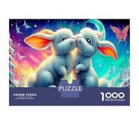 Baiser Lapin Puzzle 1000 Pieces Cadeau Unique intéressant Jeu Éducatif Challenge Toy À De Qualité Supérieure Peinture Art pour Adultes Et Enfants 52x38cm/1000pcs