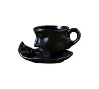 Baiser Tasse de Café Visage Humain Surprise pour les Mariés Ensemble de Tasses à Baiser Tasse Ceramique Mugs Tasses à Thé Café Personnalisé Idee Cadeau Anniversaire Mariage (Baiser noir-100ml)