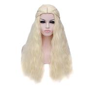 Baisheng Game of Thrones Daenerys Lait Targaryen Golden Long Wave Tresse Bouclée Anime Cospay Princesse Style Perruques Cheveux (70cm -Lait d'or)