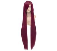 Baisheng Makise Kurisu 100cm Rouge foncé Droite Longue Synthétique Complet Cosplay Costume Anime Perruque (100cm-rouge foncé)