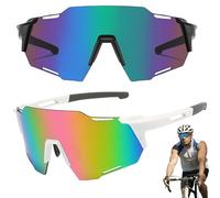 BAISHUWU Lunette Sport Polarisée, 2PCS Lunette de Cyclisme Polarisées, Lunettes de Vélo, Lunettes de Soleil, Lunettes De Soleil Polarisées De Sport P-V, Lunette Velo Route Homme Femme