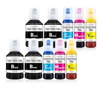 BAISINE 102 Encre Compatibles pour Epson 102 104 Multipack (Lot de 10) | pour Epson Ecotank ET-2850 ET-1810 ET-2821 ET-2810 ET-2820 ET-3850 ET-4800 ET-4850 ET-4856 ET-15000 ET-2856 ET-2862