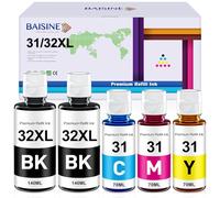 BAISINE 31 32XL Encre Compatible avec HP 32XL 31 Bouteilles d'encre | pour HP Smart Tank 5105 7005 7305 7605 5100 5106 5107 5108 7006 7007 7306, Smart Tank Plus 555 559 570 670 670 750 790