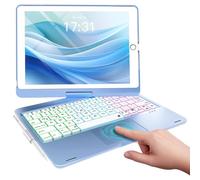 Baisla Étui pour iPad 9{^>e<^} génération avec clavier 10,2" (2021), rotatif à 360° avec pavé tactile et rétroéclairage arc-en-ciel, étui clavier pour iPad 9e/8e/7e, iPad Air 3, iPad Pro 10,5" (bleu