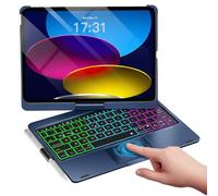 Baisla Étui pour iPad (A16) 11e/10e génération avec clavier, rotation à 360°, clavier pavé tactile pour iPad Air 11 (M4/M3/M2) et iPad Air 5e/4e/Pro 11 4e/3e/2e/1ère génération Rétroéclairé