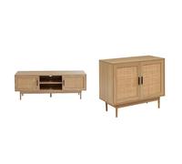 BAÏTA Amana Meuble TV, Bois, L130cm & Buffet Amana, Bois, L90cm