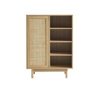 BAÏTA Buffet Helena Effet chêne et cannage rotin 1 Porte 80cm