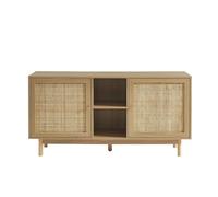 BAÏTA Buffet Helena Effet chêne et cannage rotin 150cm