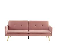 BAÏTA Canapé Droit Adam 3 Places Convertible en Velours Rose poudré