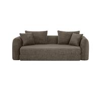 BAÏTA Canapé Droit compressé Convertible MORPHEO 3 Places Tissu Bouclette (Marron)