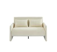 BAÏTA Canapé Droit Convertible Jade 2 Places en Tissu Bouclette Beige