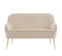 BAÏTA Canapé Droit Marcelino Fixe Velours Beige 2 Places avec piètement doré