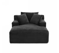 BAÏTA Canapé Droit Profond Fixe et compressé Kenedy 1 Place Velours côtelé (Gris)