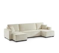 BAÏTA Canapé panoramique Convertible GAVI 6 Places Tissu (Beige)