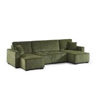 BAÏTA Canapé panoramique Convertible GAVI 6 Places Tissu (Vert)