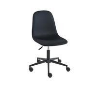 BAÏTA Chaise de Bureau Lena Velours Noir 5 roulettes