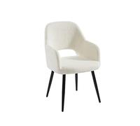 BAÏTA Chaise Philomene Tissu bouclettes écru Pieds métal Noir