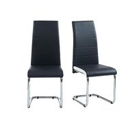 BAÏTA - Chaises Mara Lot de 2 Simili Noir et Blanc Pieds métal chromé