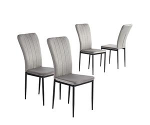 BAÏTA - Chaises Poppy Velours Gris Clair Lot de 4