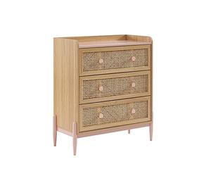 BAÏTA Commode Enfant Pablo Rose et cannage rotin