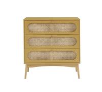 BAÏTA Commode SIXTINE Jaune Safran et cannage rotin 3 tiroirs