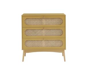 BAÏTA Commode SIXTINE Jaune Safran et cannage rotin 3 tiroirs
